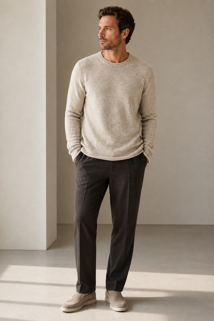 Vince Mens Cashmere Sweater L Oatmeal Heather Capsule Minimalist